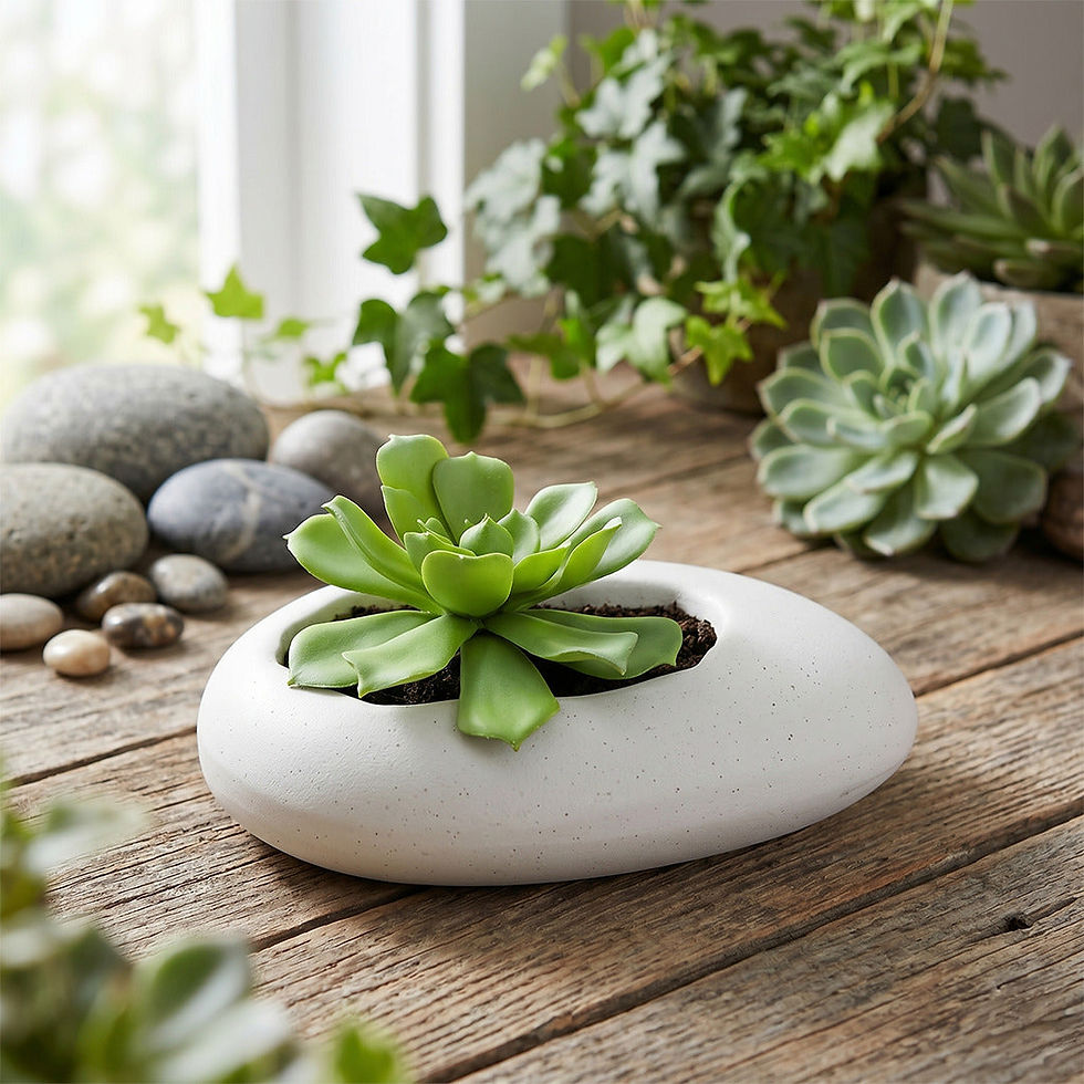 Garden's Need — Pabble 12 inch (30 cm) Pebble-Textured Planter - White UV-Resistant Pot (Indoor/Outdoor)