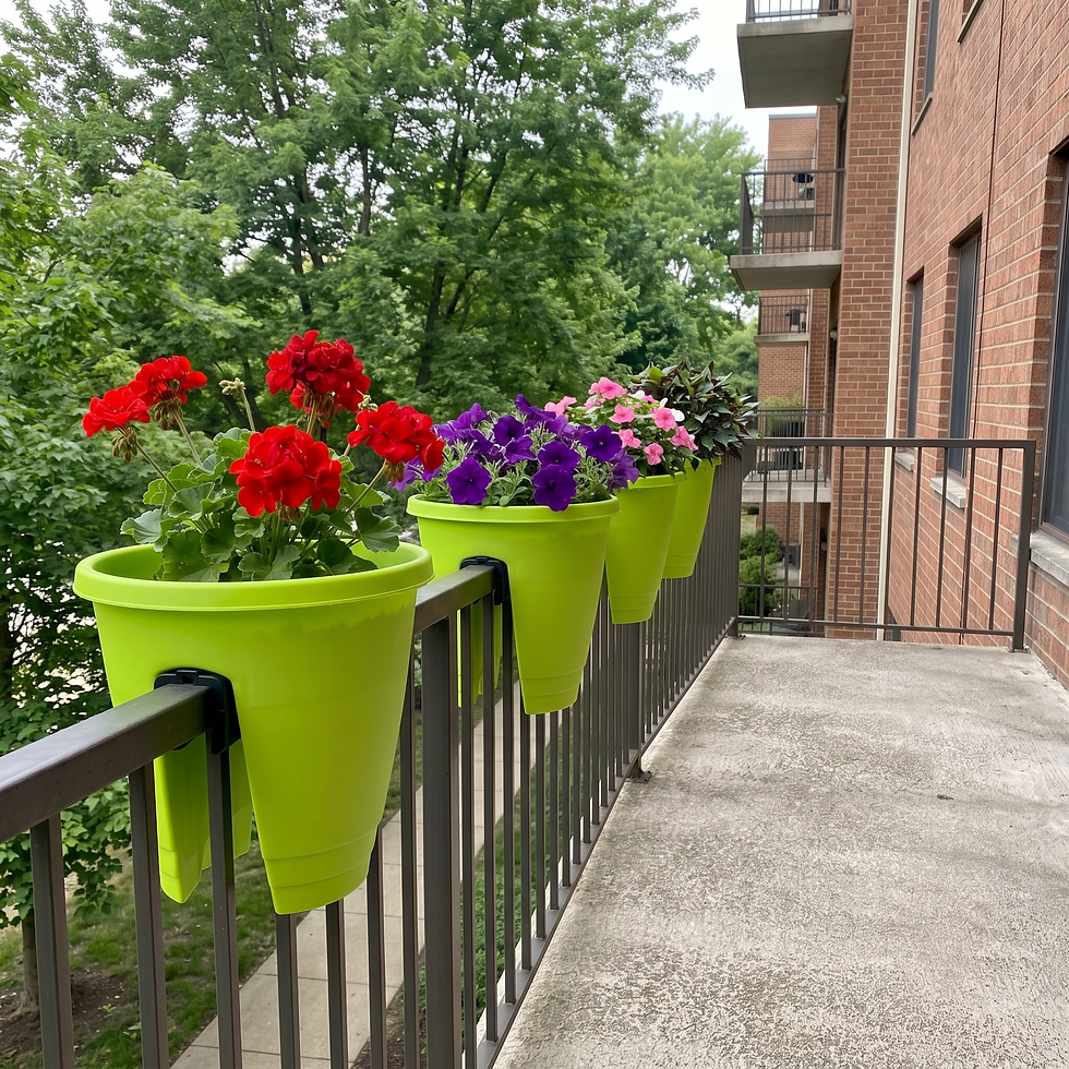 Garden's Need — 12" Railing Balcony Planter Pot – Straddle Design for Railings & Fences Set of 4