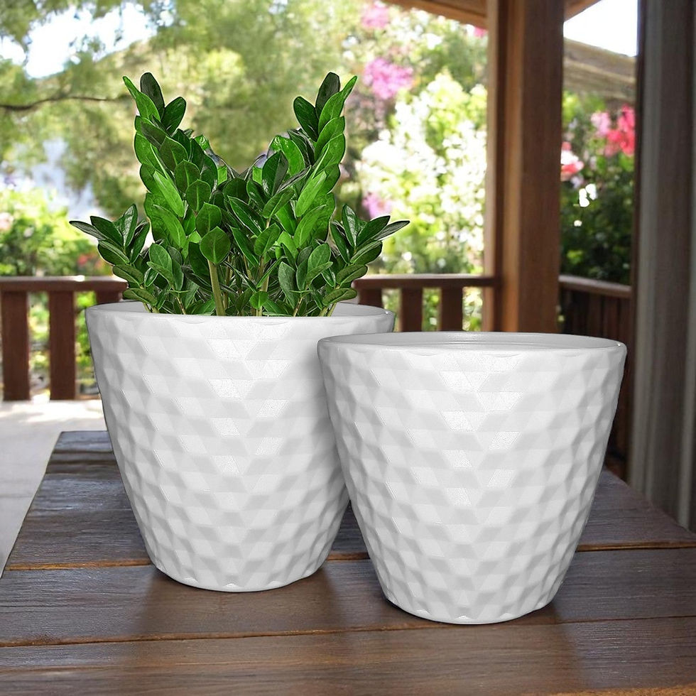Garden's Need — 10.5 inch (27 cm) Spider Round Planter UV Resistant, Lightweight White Pot