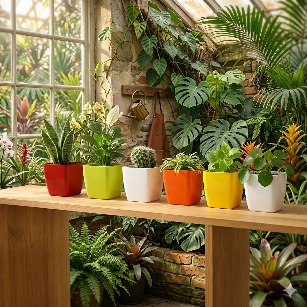 Garden's Need — 6 inch (15 cm) Four Square Planter Set of 6 UV Resistant, Lightweight Multicolor Pots (Indoor/Outdoor)