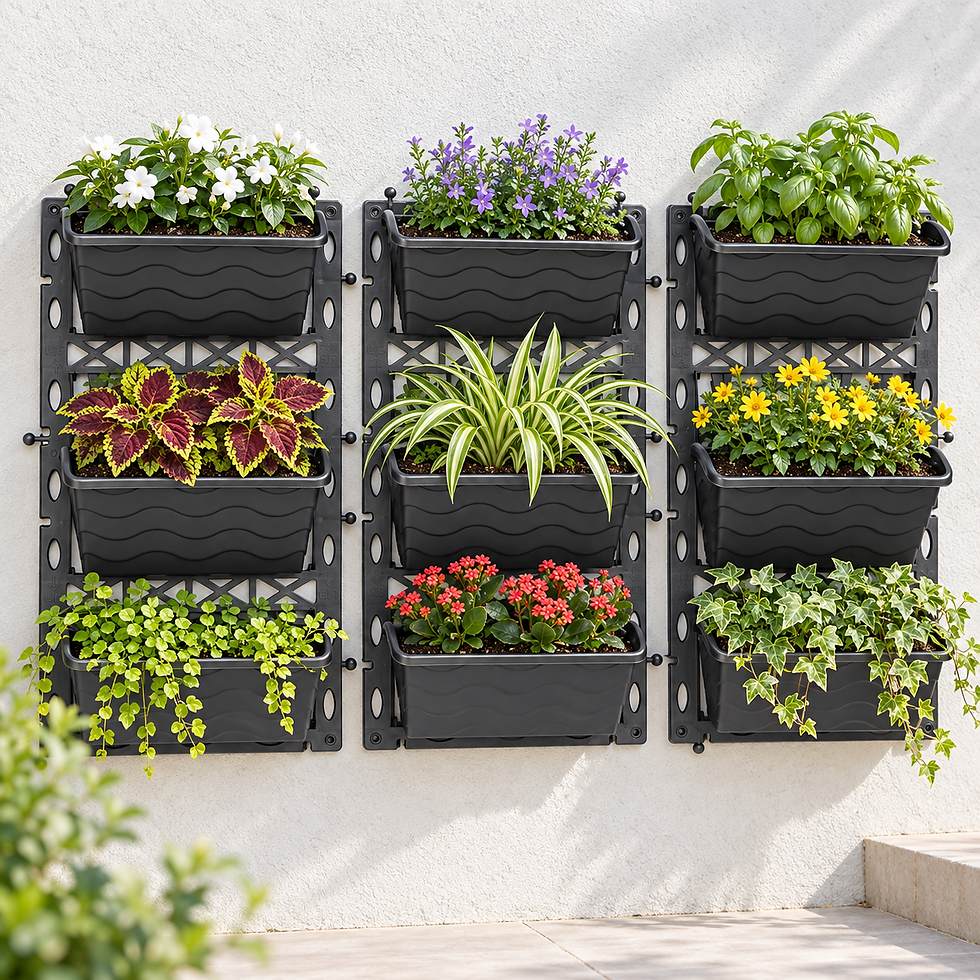 Garden's Need — Vertical Garden Wall Planter 12" x 18" – 3-Tier Stackable Wall-Mounted Plant Pots for Indoor Outdoor Bal