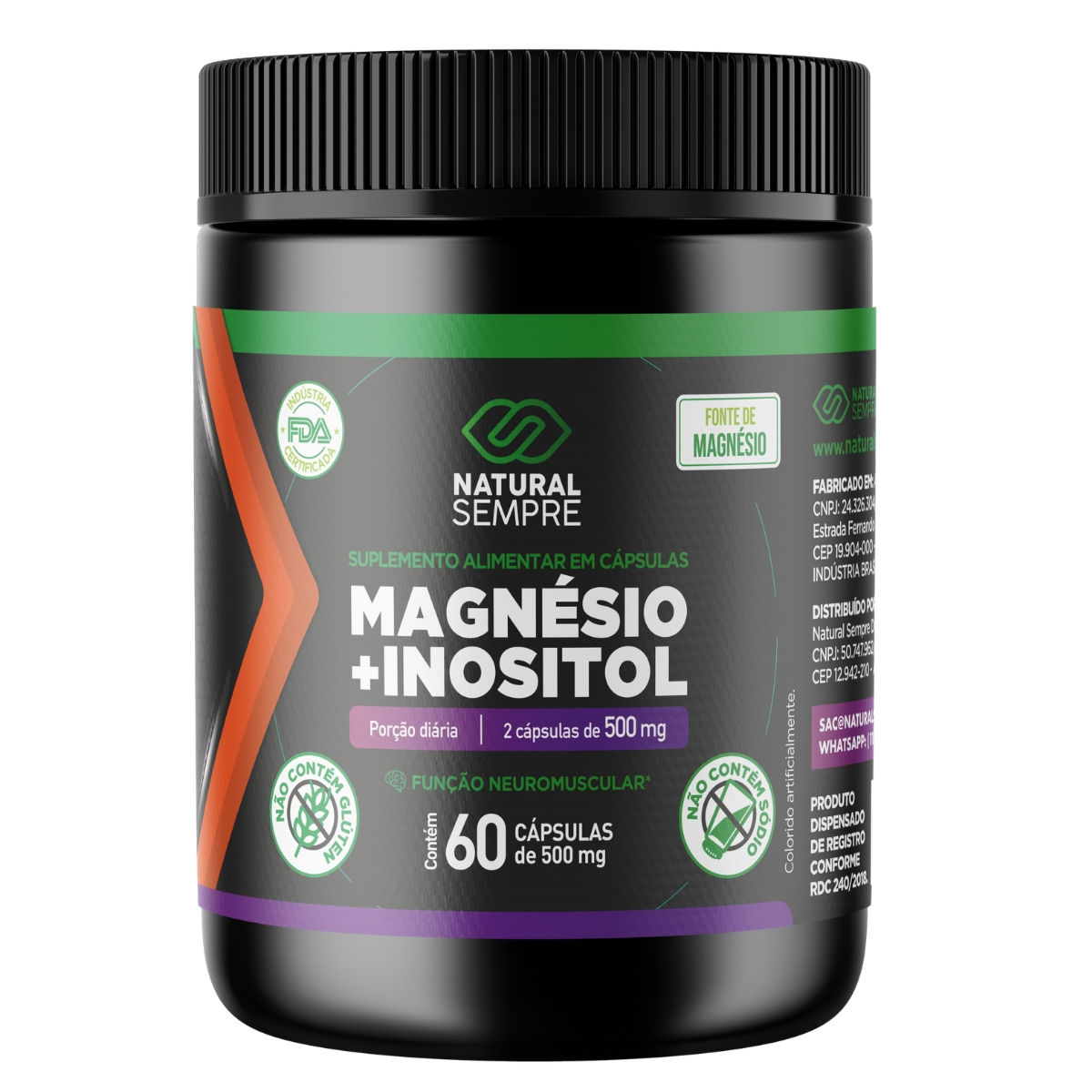 Magnésio + Inositol 500mg 60 caps