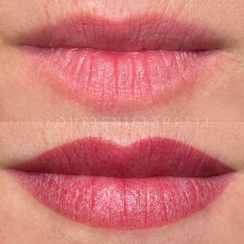 Lip blush tattoo results done by master cosmetic tattoo artist in Portland, Oregon.