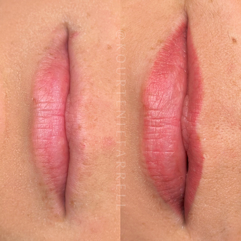 Healed lip blush tattoo results done by master cosmetic tattoo artist in Portland, Oregon.