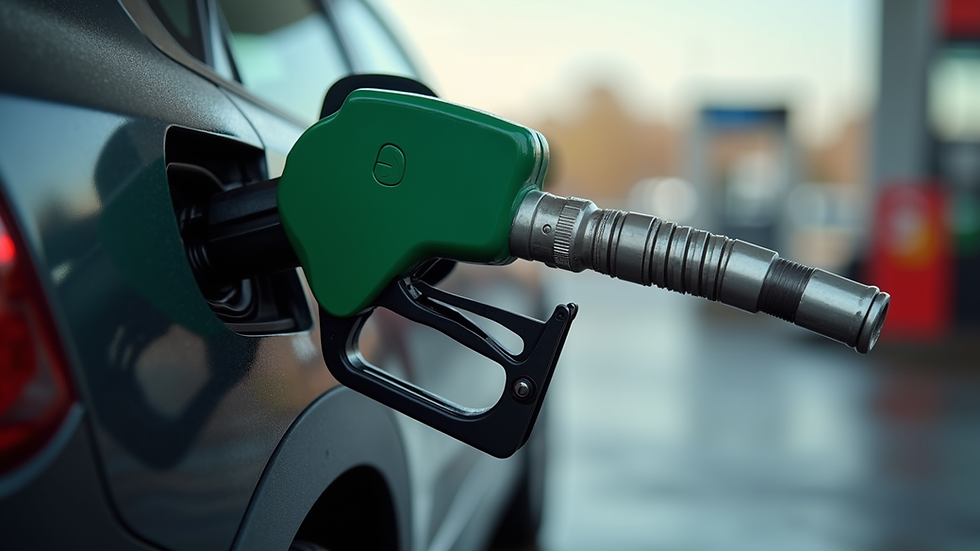 Close-up view of diesel fuel nozzle at a petrol station