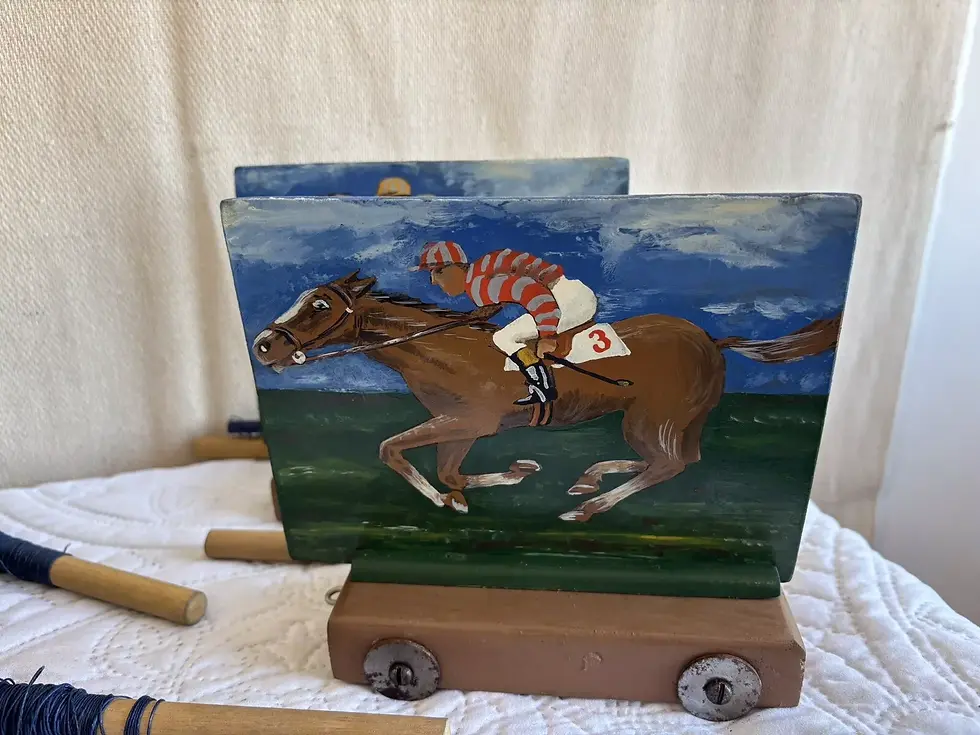 Thumbnail: VINTAGE HORSE RACING GAME HANDPAINTED