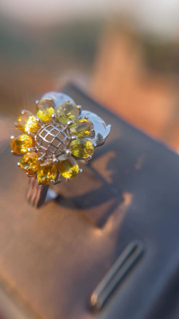 Miniatura: Natural Yellow Sapphire 4.1 carats , vàng 14K Tl 1.13 C .mkg 6094