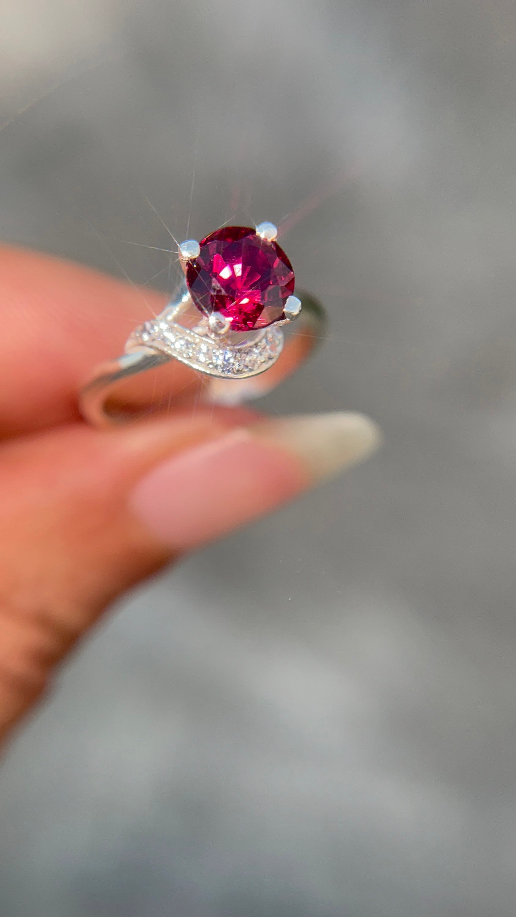 Nhẫn đá Garnet thiên nhiên , bạc cao cấp chế tác thủ công ms 02