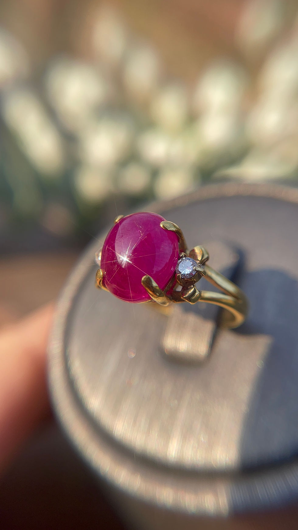 Miniatura: Nhẫn đá quý Ruby thiên nhiên , kiểm định qt, kim tn 2 viên , vàng 18k 1,18 chỉ 