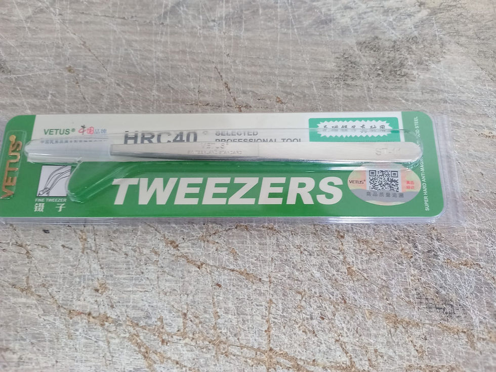 Miniatura: Pinza Vetus Recta Plateada St-11 para Extensiones – Acero Inoxidable