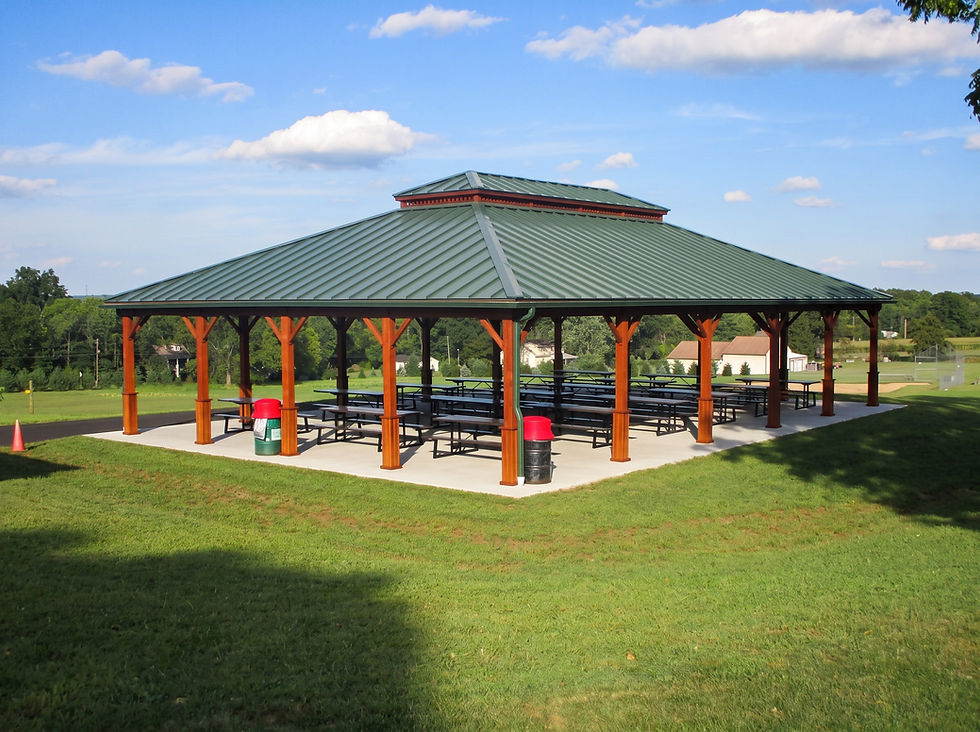 Municipal park pavilion with covered group seating