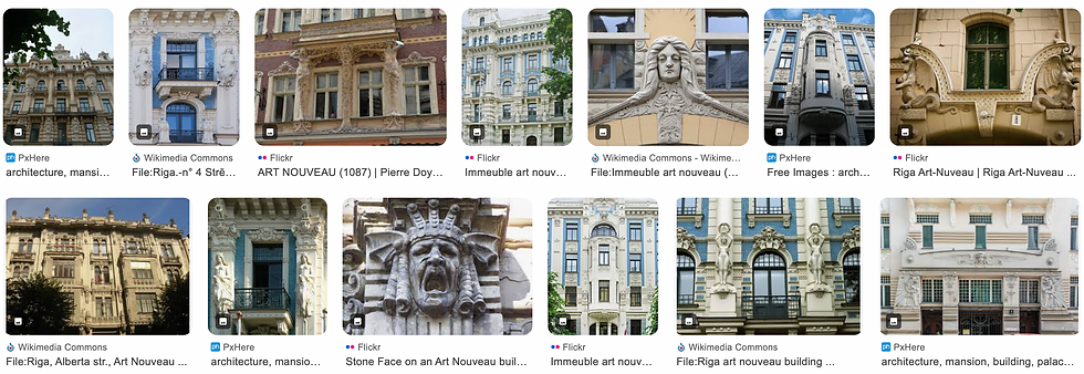 The distinctive Art Nouveau architecture of Riga, Latvia.
