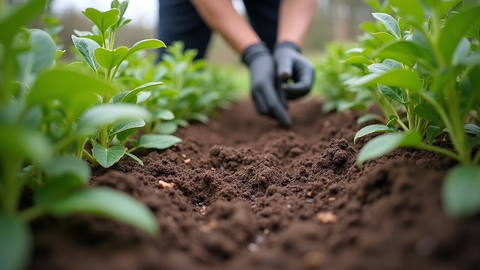 Eye-level view of a gardener testing soil pH in a raised bed garden