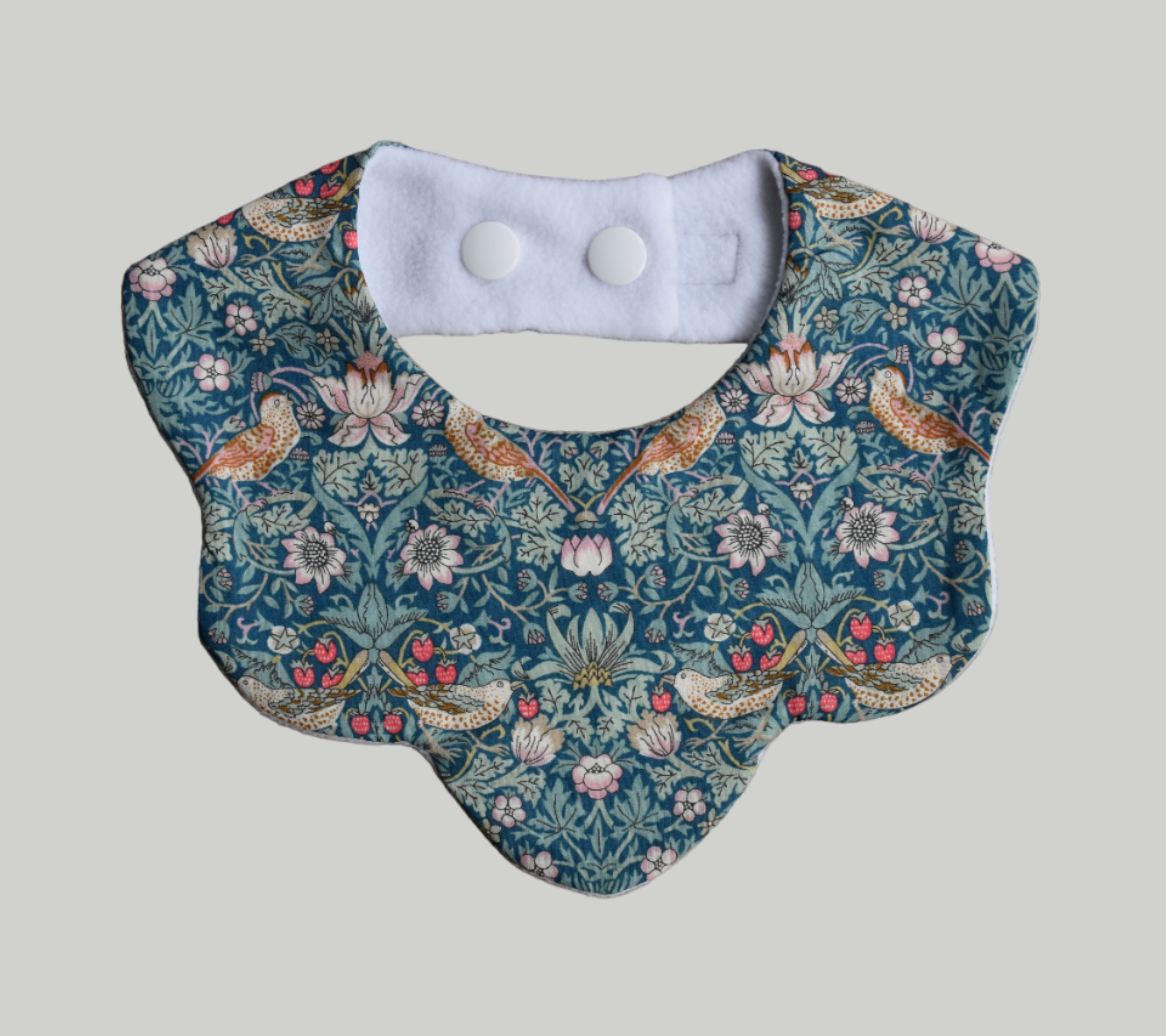 Strawberry Thief - Teal Scalloped Bib