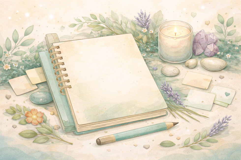 The Wild Signal Nervous System + Trauma Pattern Decoder hero. Background is watercolor with candles, flowers, crystals and journal