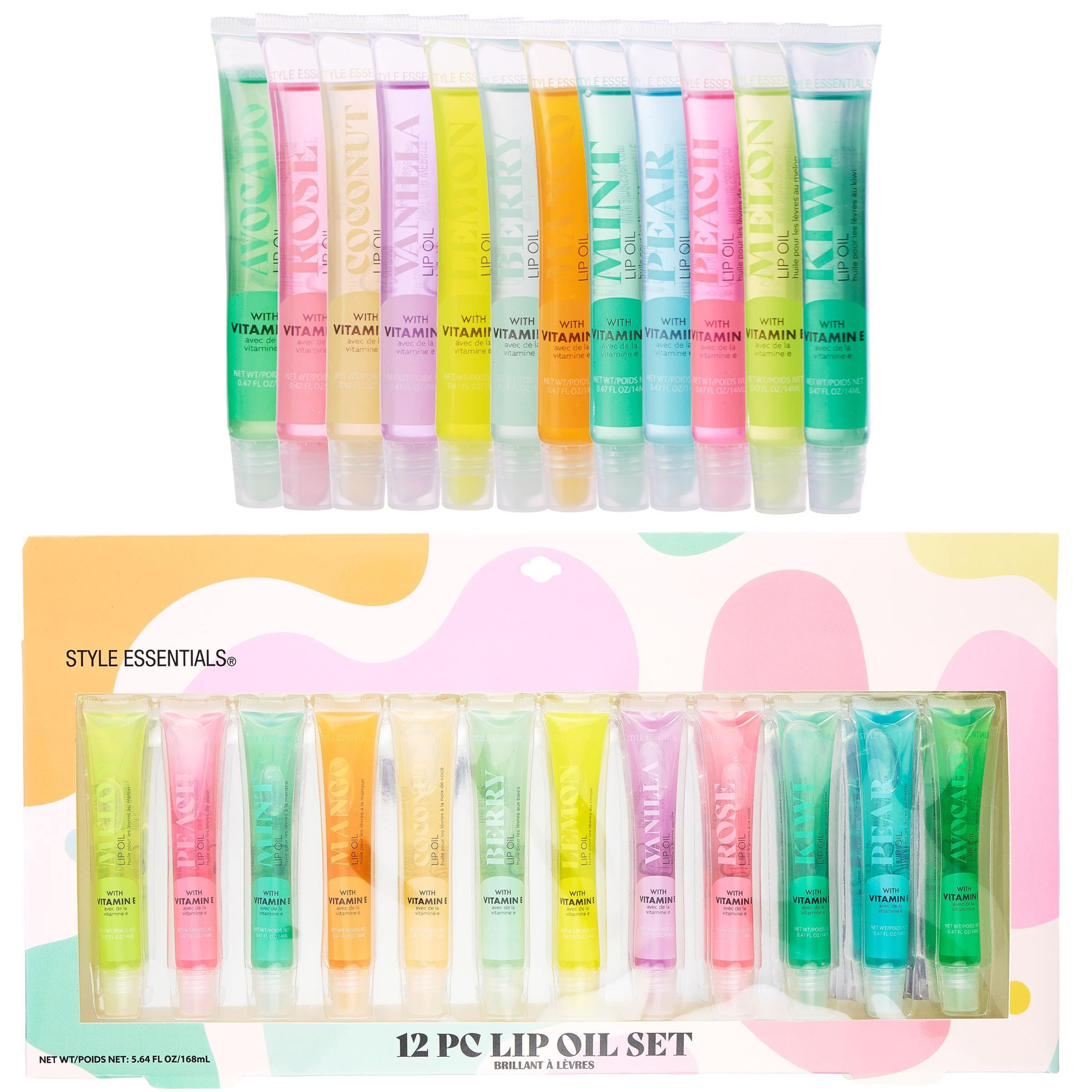 Expressions 12pc Lip Oil Set - Flavored Lip Oils Value Pack Hydrating Lip Oils w