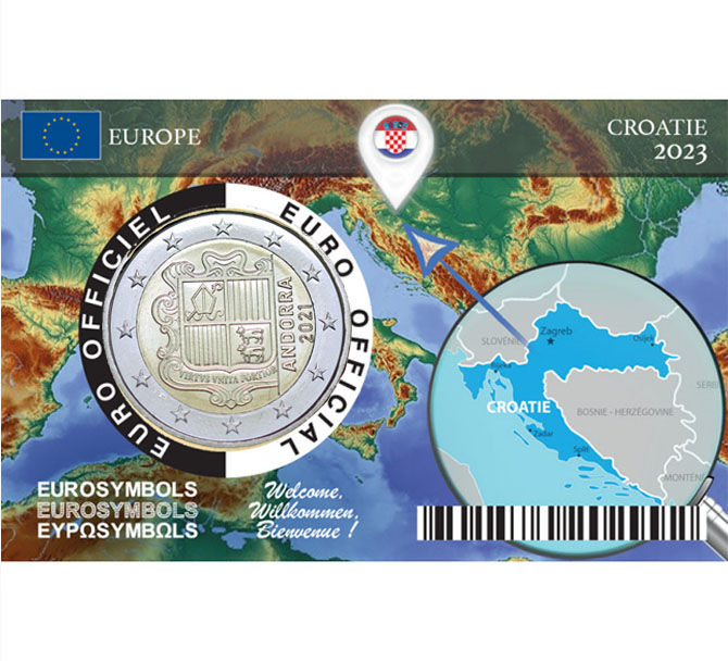 Andorre - Série "Croatie Carte géographique"-2€ Coincard 2023