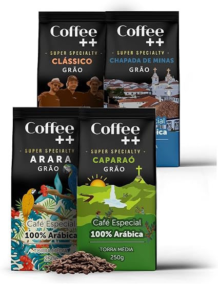 Kit 4 Pacotes Café Especial em Grãos Coffee Mais Variedades: Arara, Caparaó