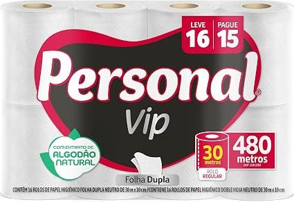 Personal Papel Higiênico Vip Folha Dupla, 16 Unidades Branco