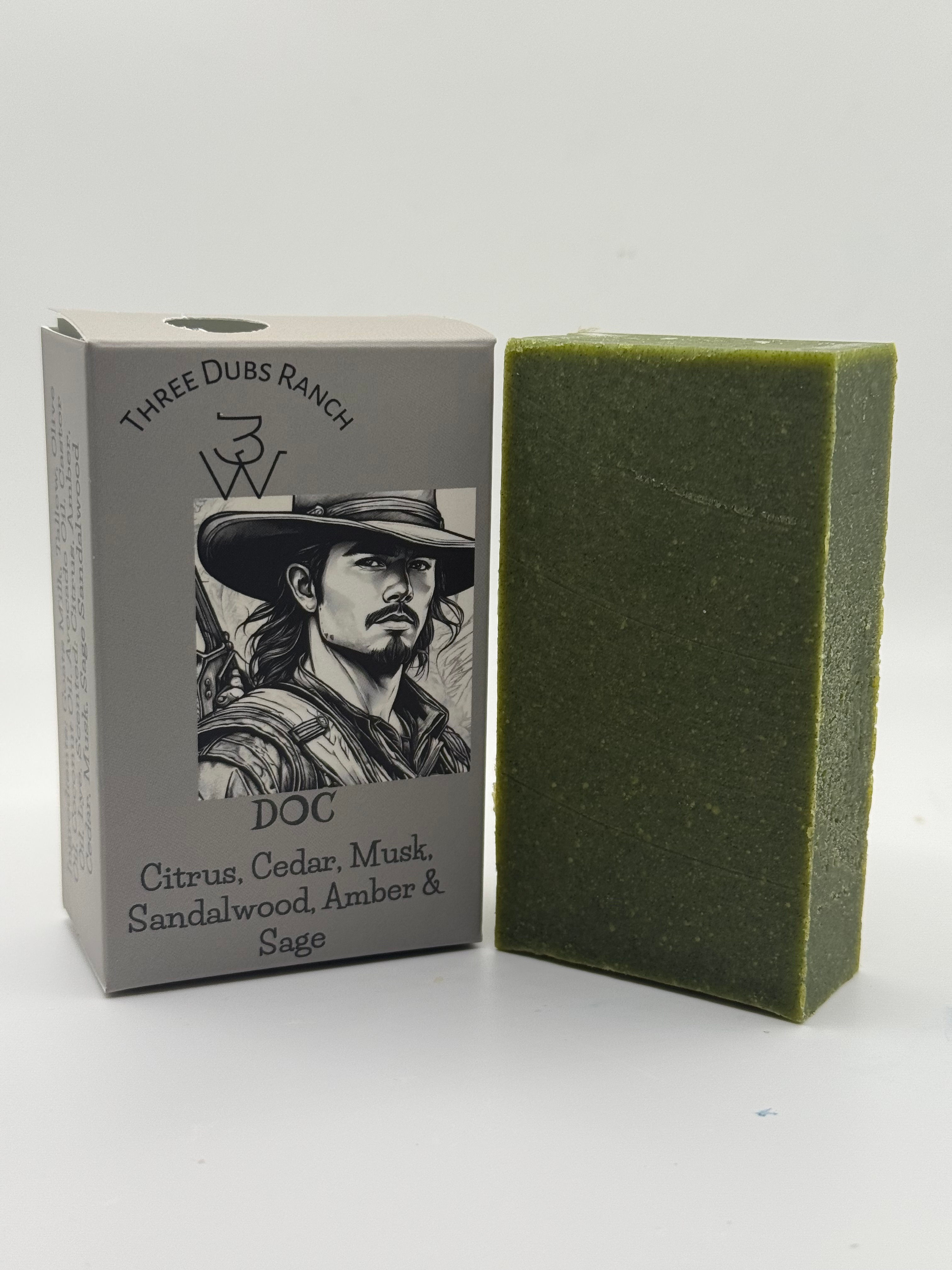 DOC: Sandalwood, Musk, Citrus, Cedar, Sage Scented. 3.25 oz Soap Bar
