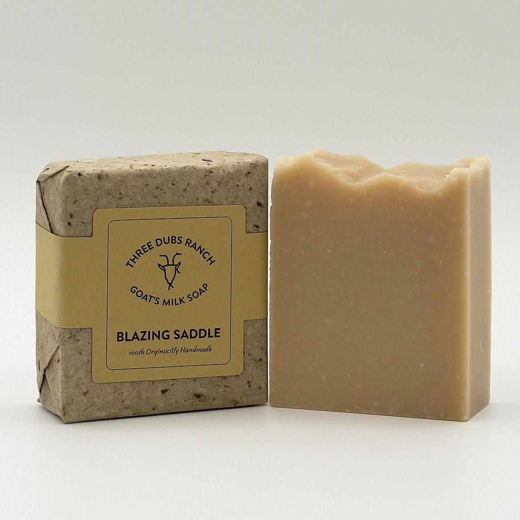 Blazing Saddle: Leather, Sandalwood, Sage scented Soap Bars. 3.25 oz Bar