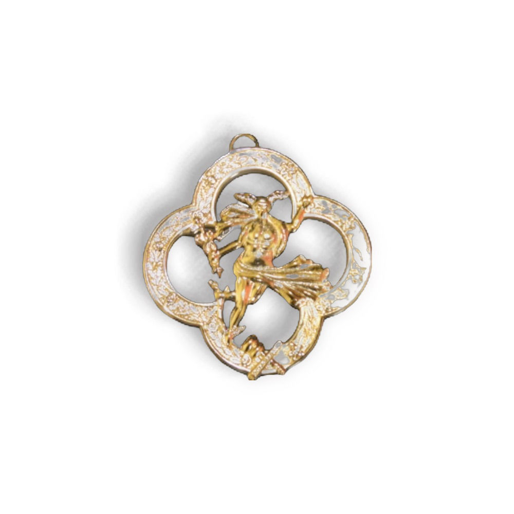 Gilt metal collar jewel with rank insignia in the centre.