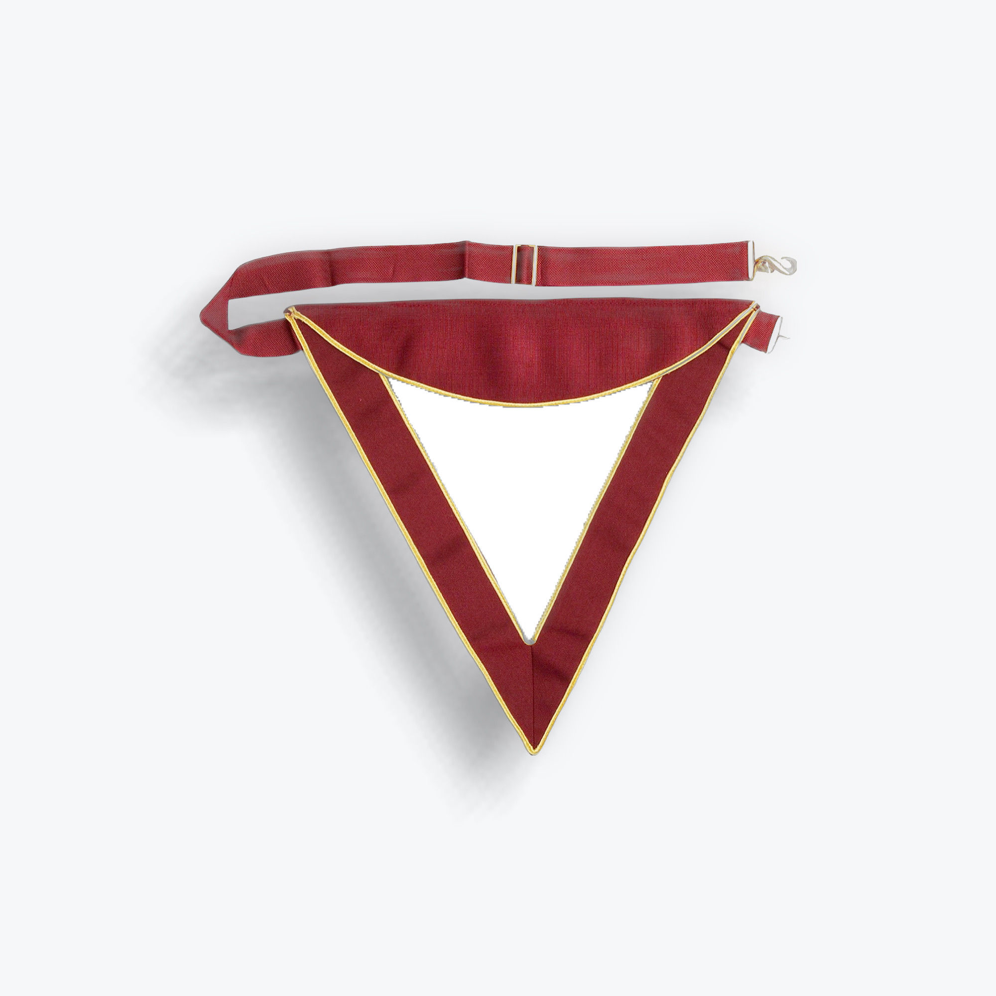 This Royal and Select Master Companion Apron is triangular in shape and is bordered with two inch wide crimson ribbon