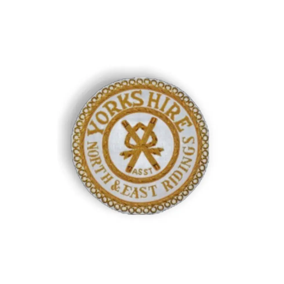 Circular Craft Provincial Undress Badge with gold bulloon embroidery on a white background.