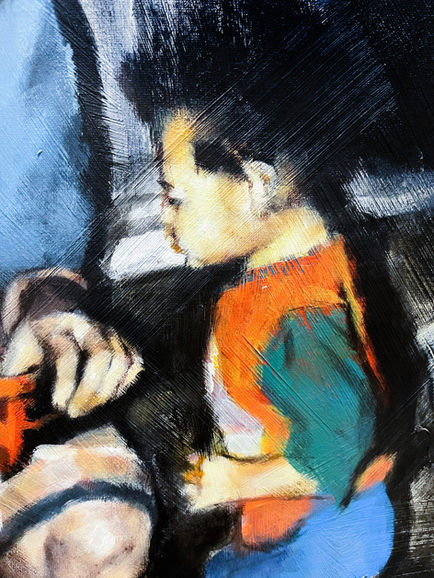 the toy painting acrylic on canvas mand and boy with toy 2