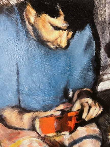 the toy painting acrylic on canvas mand and boy with toy