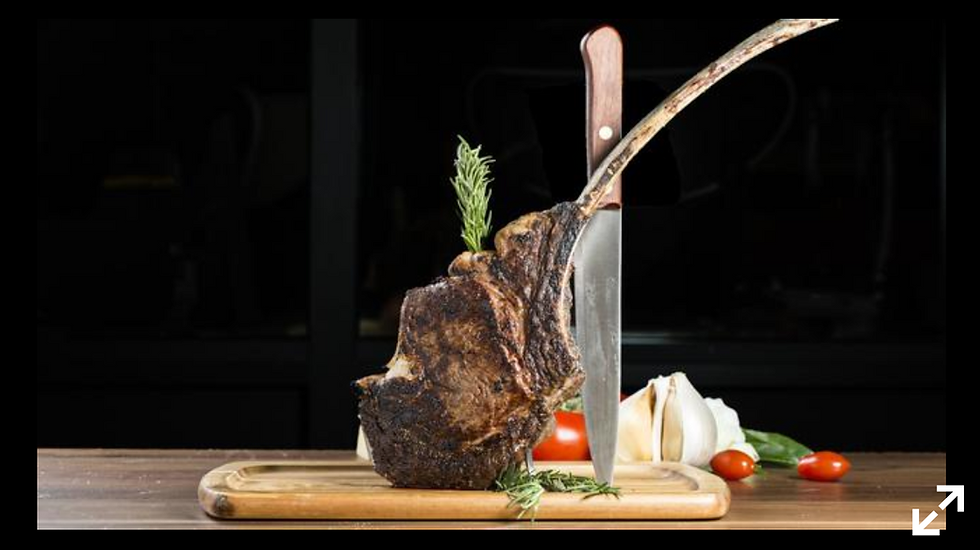 Stefani Prime's tomahawk steak. as one of the menu’s signature meat offerings. “The way it’s presented tableside is one of those where you’re taking your phone out and Instagramming it right away,” said Anthony