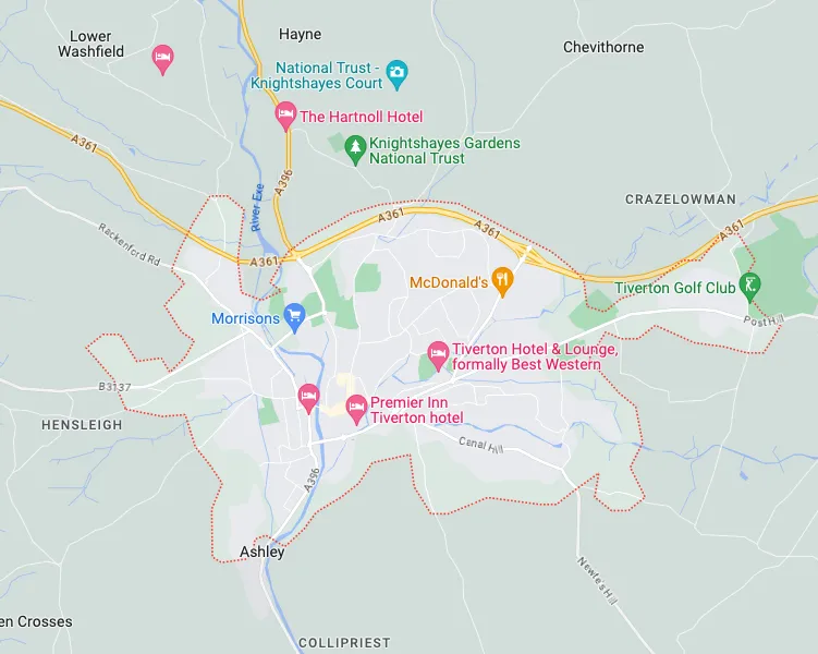 Map of Tiverton