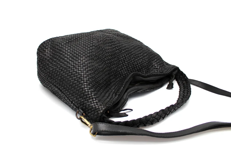 Thumbnail: Woven Leather Bag Soft Totes