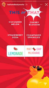 Example of an Instagram Poll on Bath and Bodyworks Instagram Stories