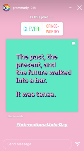 Example of an Instagram Poll on Grammarly Instagram Stories