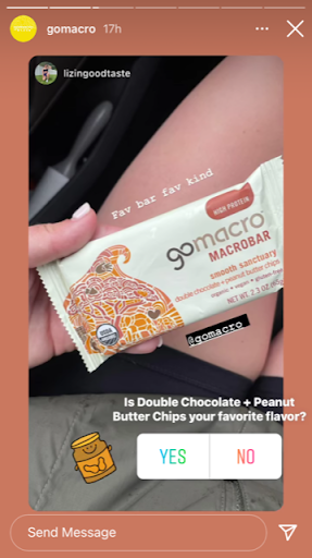 Example of an Instagram Poll on gomacro Instagram Stories