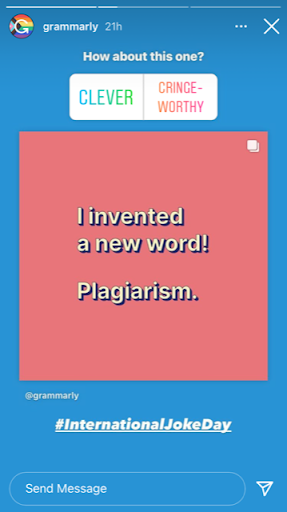 Example of an Instagram Poll on Grammarly Instagram Stories