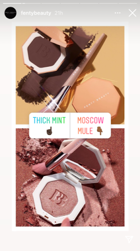 Example of an Instagram Poll on Fenty Beauty Instagram Stories