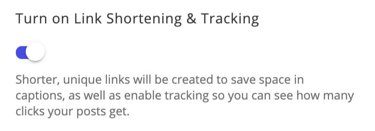 Turn on link shortening and tracking