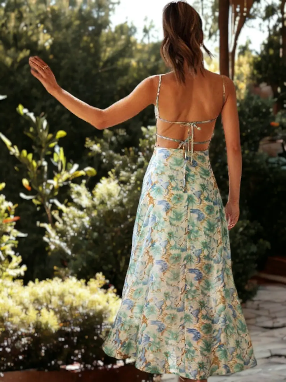 Thumbnail: Anna Kaci | Floral Printed Spaghetti Strap Maxi Dress