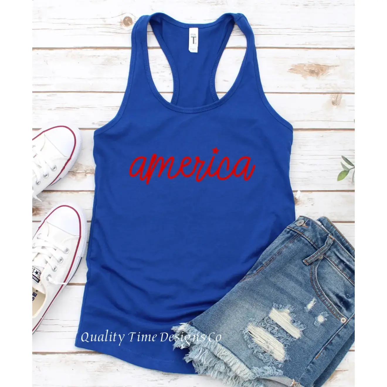 Quality Time Designs Co | America Racerback Tank Top