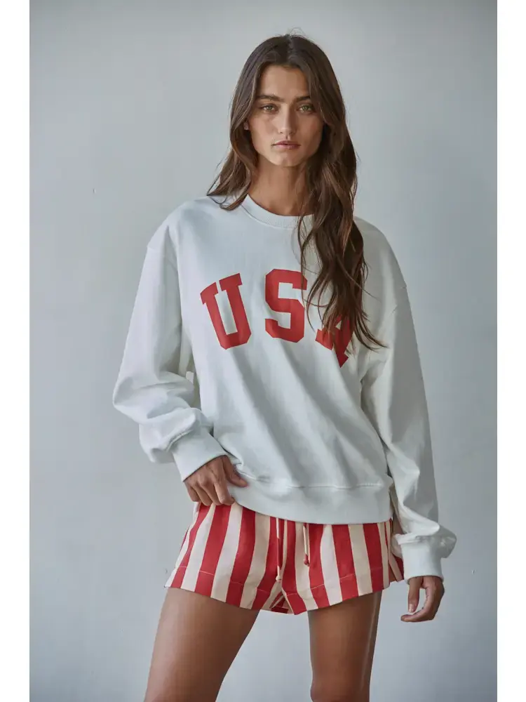 Thumbnail: By Together | French Terry Crew USA Pullover