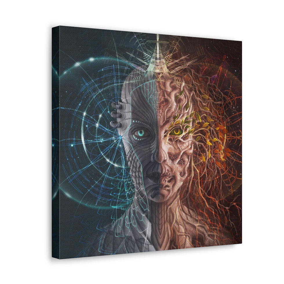 Thumbnail: Psychedelic Visionary Art with Fantasy Portrait Half cyber half nature 