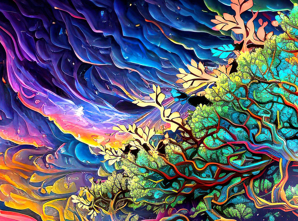 Thumbnail: UV reactive Visionary art tapestry "Ancestors"