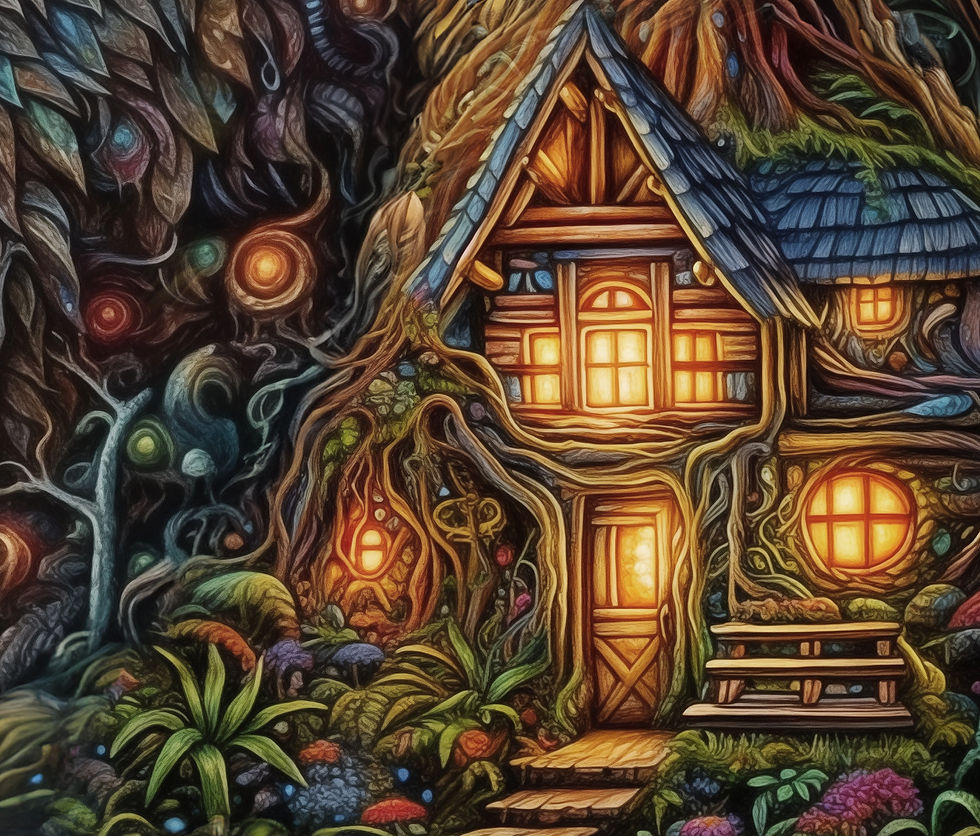 Thumbnail: Canvas Print Fantasy Forest Spirits and Wise Old Man