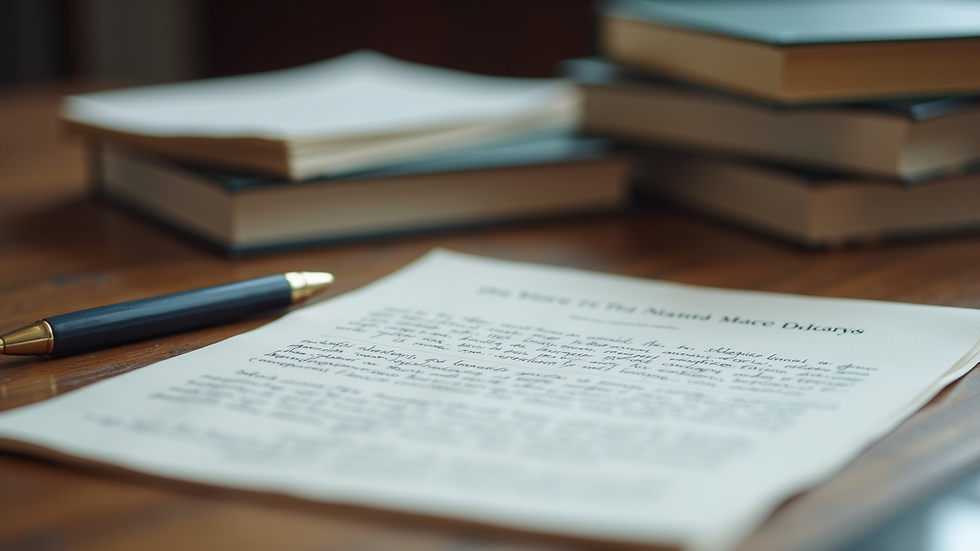 Close-up view of handwritten notes and legal textbooks on a desk