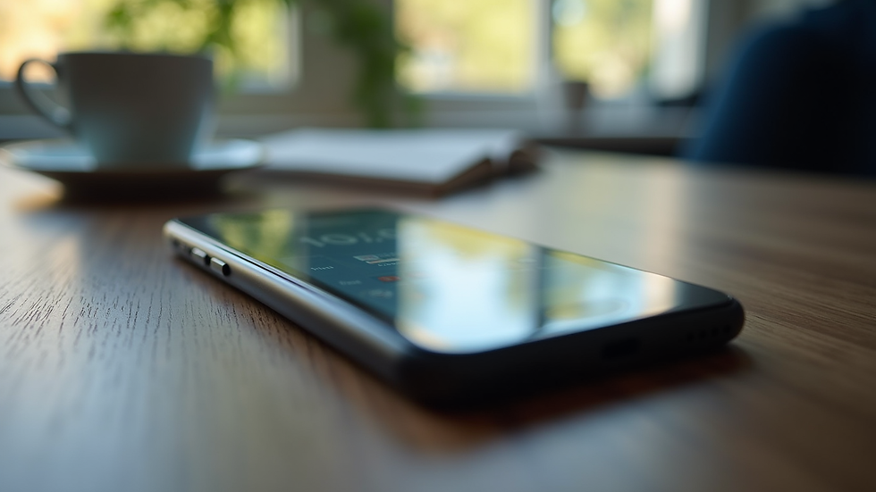 Eye-level view of a smartphone displaying a study app interface