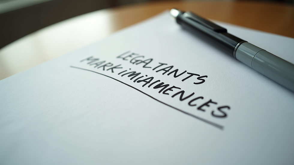 Close-up view of handwritten notes with legal terms