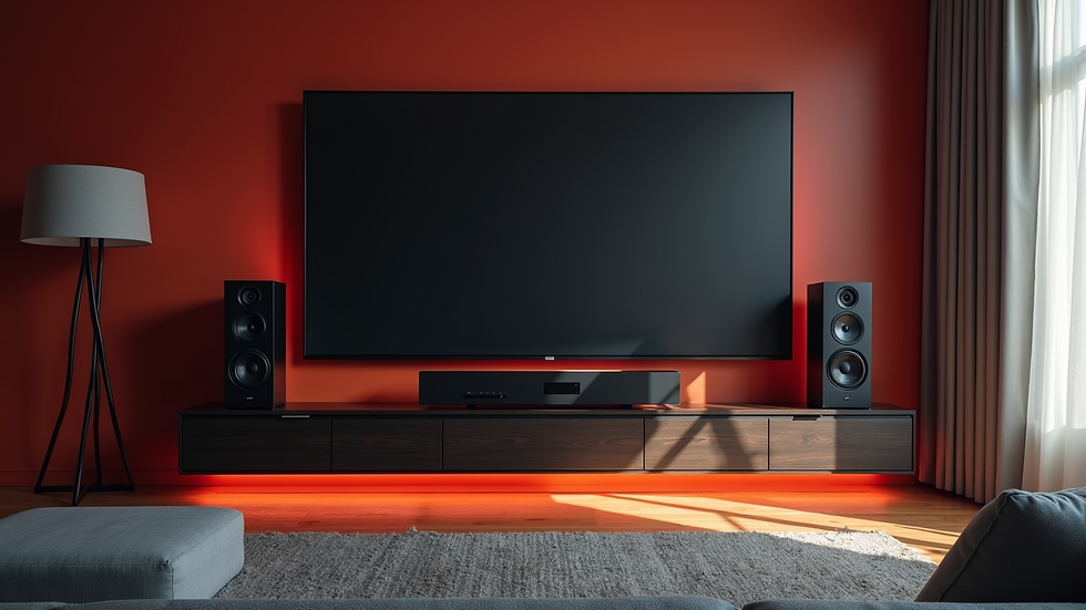 Eye-level view of a modern home theater setup