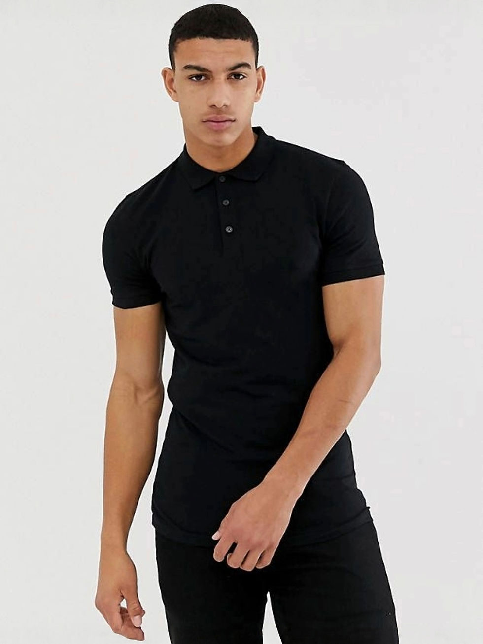 Thumbnail: Black Solid Polo T-Shirt